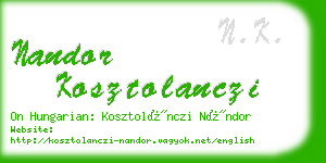 nandor kosztolanczi business card